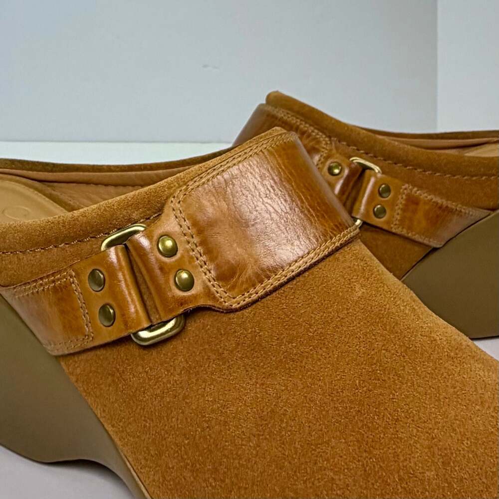 Cole Haan Women's Brown Suede Wedge Mule Clogs with Buckle Detail Size 8.5 B - Picture 8 of 15
